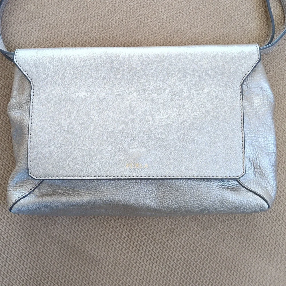 NWOT Furla Metallic Silver Crossbody Bag